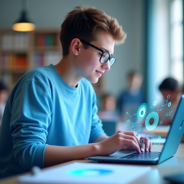 Étudiante utilisant la plateforme e-learning Nexus